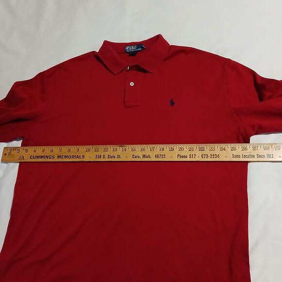 Polo by Ralph Lauren Men's Large Red Long-Sleeved Polo Shirt W/Pony 100% Cotton - Picture 7 of 11